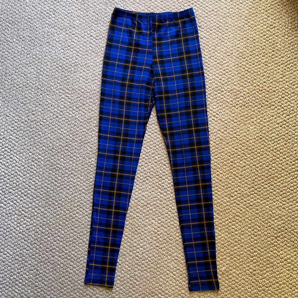 ASOS blue soft plaid leggings size 4